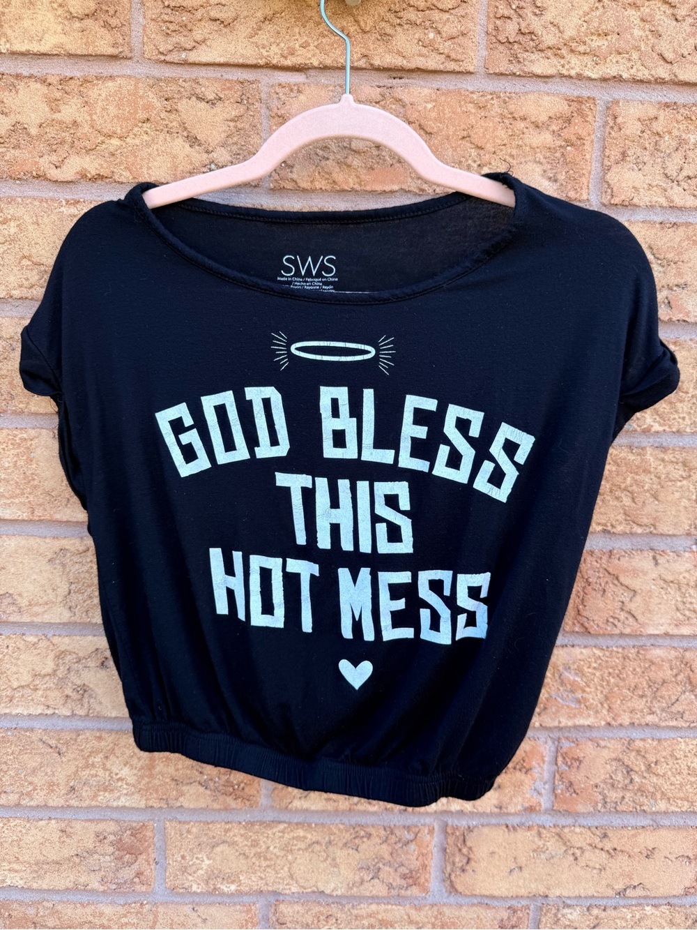 💫10/$25 • SWS “God Bless This Hot Mess” Crop Top